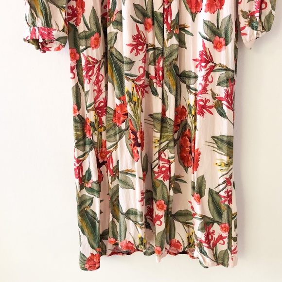 ASOS Long Sleeve Tropical Print Midi Dress Size 4 - Picture 3 of 16